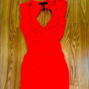 BCBGMAXAZRIA Red Draped Ruched Cocktail Dress
